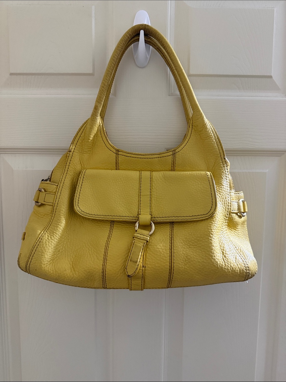 Cole Haan Yellow Leather Shoulder Bag with Front Flap